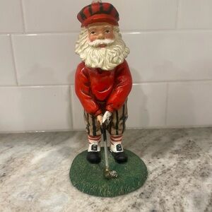 Santa Claus Vintage Golfing Bobble Head  7in Decor